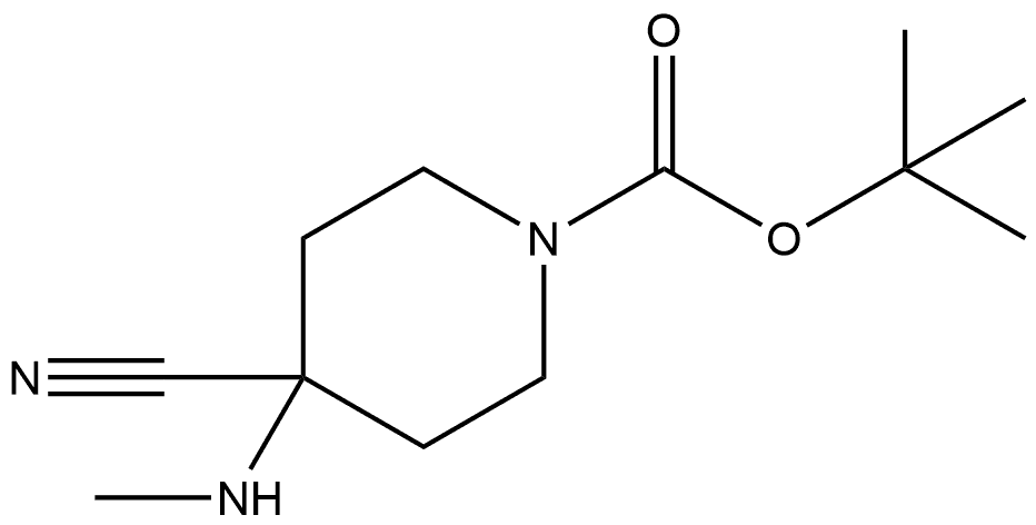 tert-butyl 4-cyano-4-(methylamino)piperidine-1-carboxylate Structural