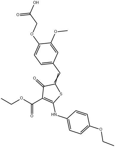 3-Thiophenecarboxylic acid, 5-[[4-(carboxymethoxy)-3-methoxyphenyl]methylene]-2-[(4-ethoxyphenyl)amino]-4,5-dihydro-4-oxo-, 3-ethyl ester