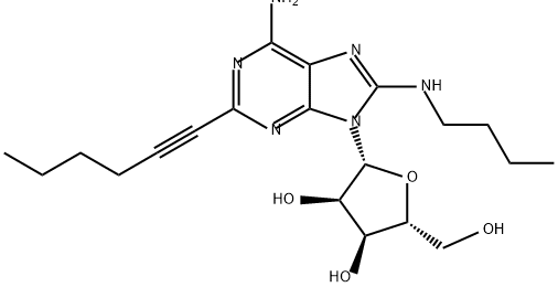 Adenosine, 8-(butylamino)-2-(1-hexynyl)- (9CI) Structural