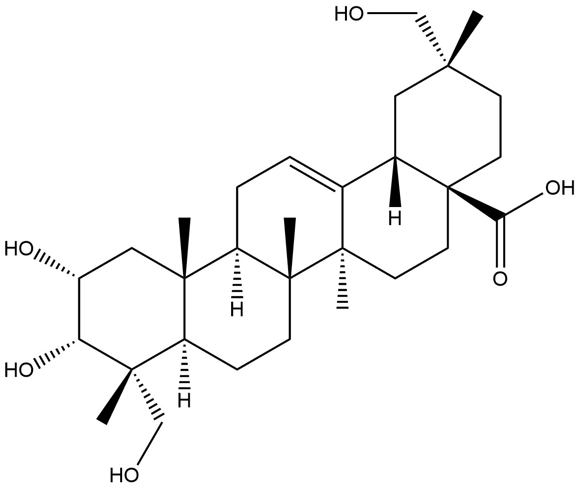Olean-12-en-28-oic acid, 2,3,23,29-tetrahydroxy-, (2α,3α,4α,20α)- Structural