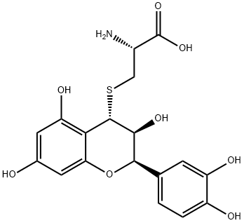 L-Cysteine, S-[(2R,3S,4S)-2-(3,4-dihydroxyphenyl)-3,4-dihydro-3,5,7-trihydroxy-2H-1-benzopyran-4-yl]- Structural