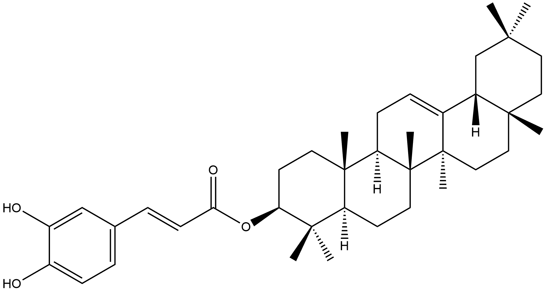Olean-12-en-3-ol, 3-[(2E)-3-(3,4-dihydroxyphenyl)-2-propenoate], (3β)- Structural