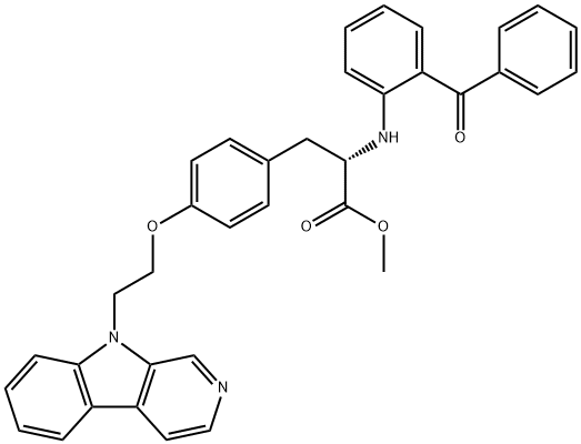 N-(2-Benzoylphenyl)-O-[2-(9H-pyrido[3,4-b]indol-9-yl)ethyl]-L-tyrosine methyl ester Structural