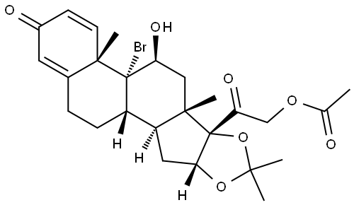Pregna-1,4-diene-3,20-dione, 21-(acetyloxy)-9-bromo-11-hydroxy-16,17-[(1-methylethylidene)bis(oxy)]-, (11β,16α)- (9CI) Structural