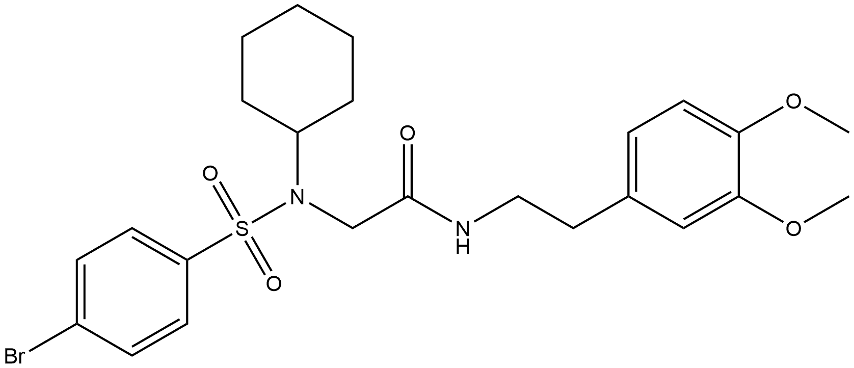 N~2~-[(4-bromophenyl)sulfonyl]-N~2~-cyclohexyl-N-[2-(3,4-dimethoxyphenyl)ethyl]glycinamide Structural