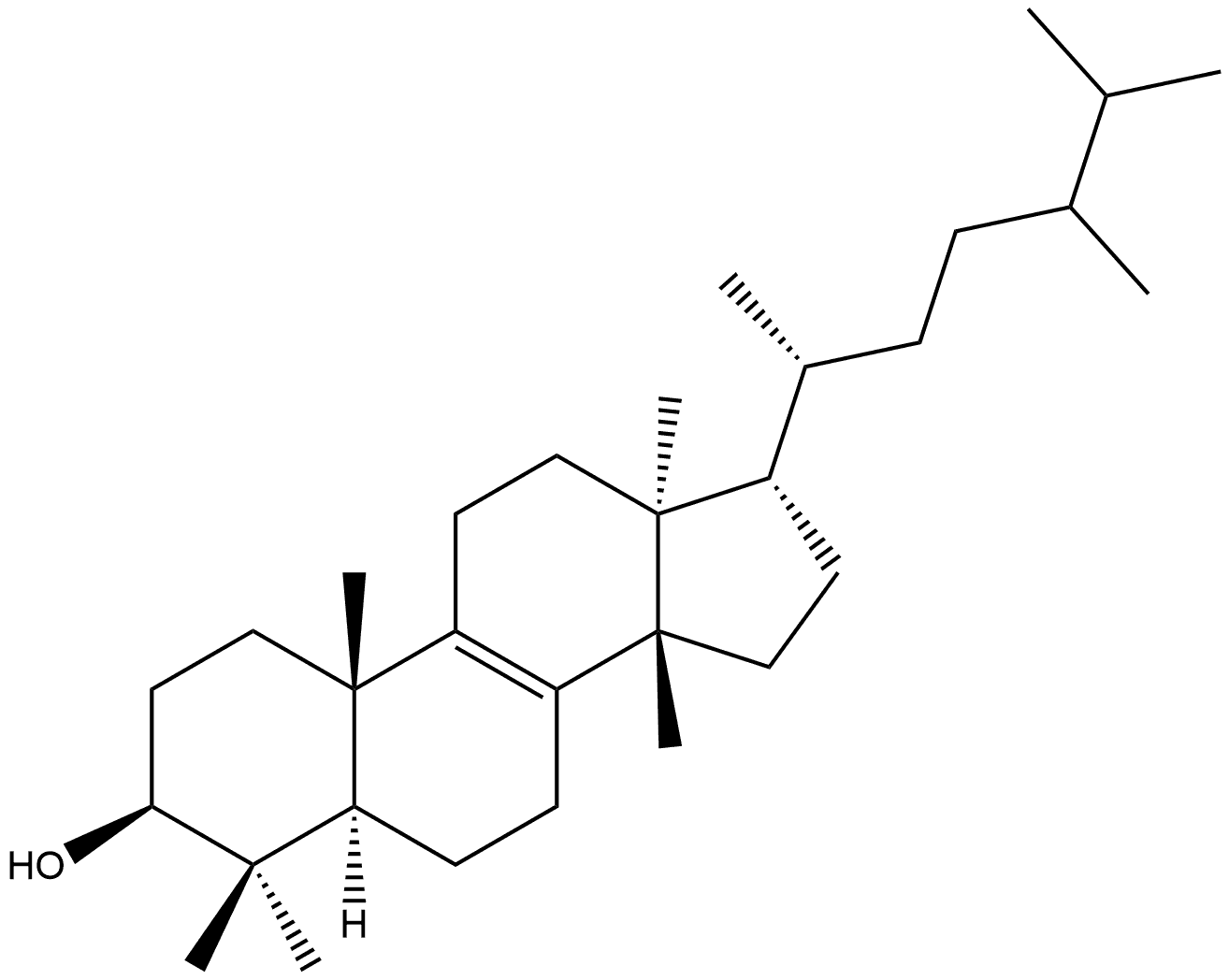 Lanost-8-en-3-ol, 24-methyl-, (3β,13α,14β,17α)- (9CI) Structural