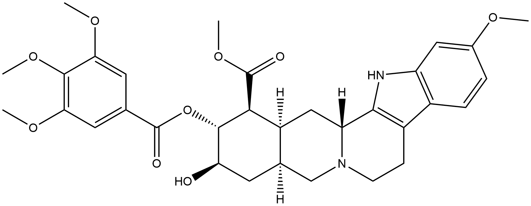 Yohimban-16-carboxylic acid, 18-hydroxy-11-methoxy-17-[(3,4,5-trimethoxybenzoyl)oxy]-, methyl ester, (3β,16β,17α,18β,20α)- (9CI) Structural