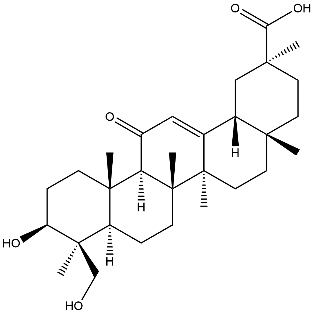 Olean-12-en-29-oic acid, 3,23-dihydroxy-11-oxo-, (3β,4β,20β)- Structural