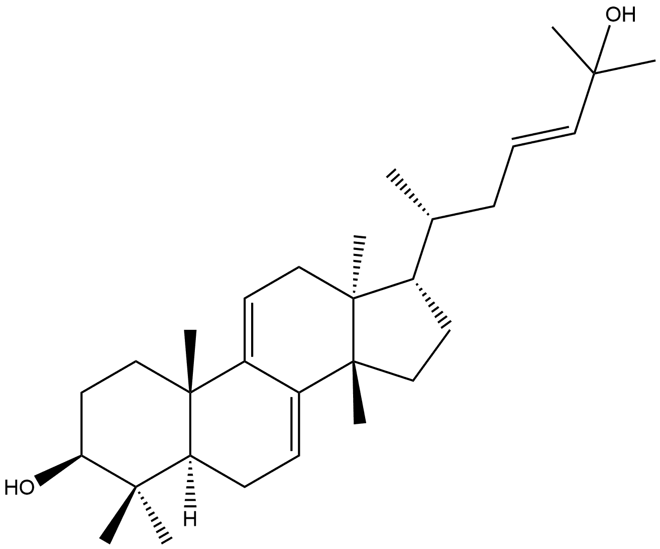 Lanosta-7,9(11),23-triene-3,25-diol, (3β,13α,14β,17α,23E)- (9CI) Structural
