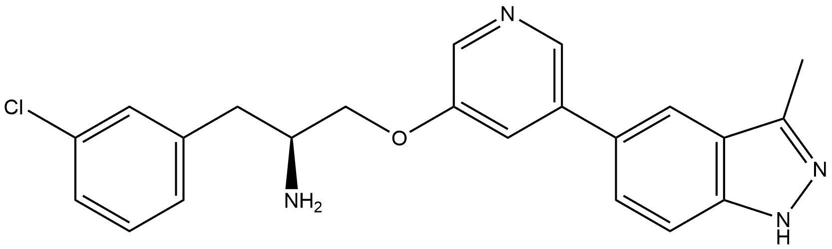 Benzeneethanamine, 3-chloro-α-[[[5-(3-methyl-1H-indazol-5-yl)-3-pyridinyl]oxy]methyl]-, (αS)- Structural