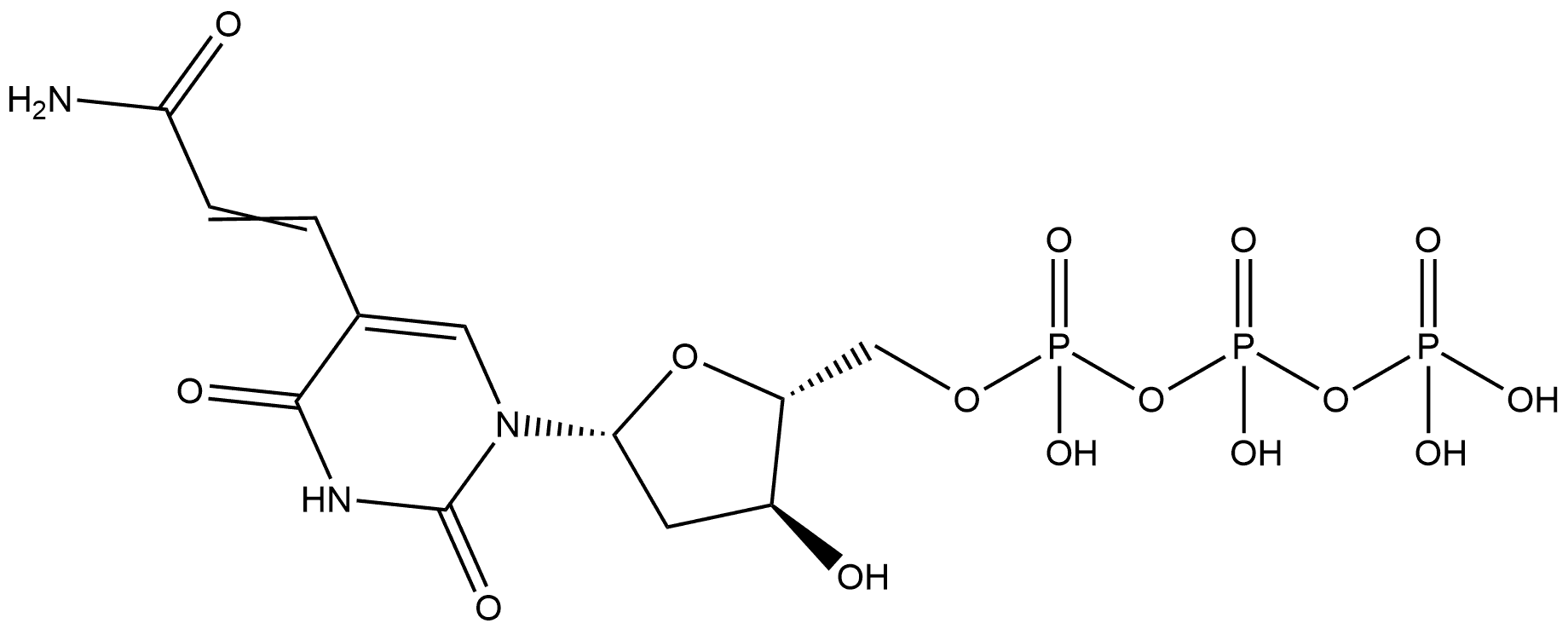 Uridine 5'-(tetrahydrogen triphosphate), 2'-deoxy-5-(3-amino-3-oxo-1-propenyl)- (9CI) Structural