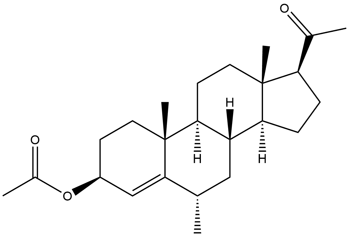 Pregn-4-en-20-one, 3-(acetyloxy)-6-methyl-, (3β,6α)- (9CI) Structural
