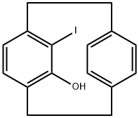 Tricyclo[8.2.2.24,7]hexadeca-4,6,10,12,13,15-hexaen-5-ol, 6-iodo- (9CI) Structural