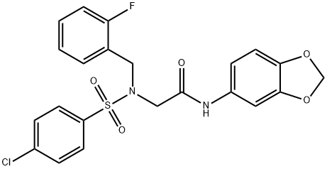 N-1,3-benzodioxol-5-yl-N~2~-[(4-chlorophenyl)sulfonyl]-N~2~-(2-fluorobenzyl)glycinamide Structural