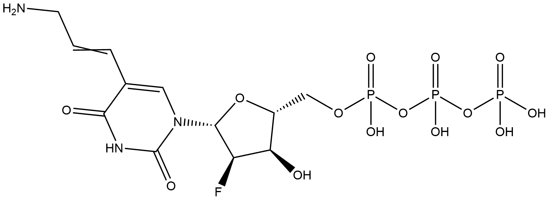 Uridine 5'-(tetrahydrogen triphosphate), 5-(3-amino-1-propenyl)-2'-deoxy-2'-fluoro- (9CI) Structural