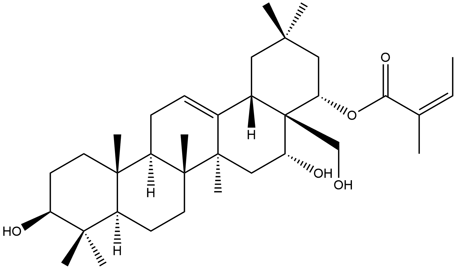 Olean-12-ene-3,16,22,28-tetrol, 22-(2-methyl-2-butenoate), [3β,16α,22α(Z)]- (9CI) Structural