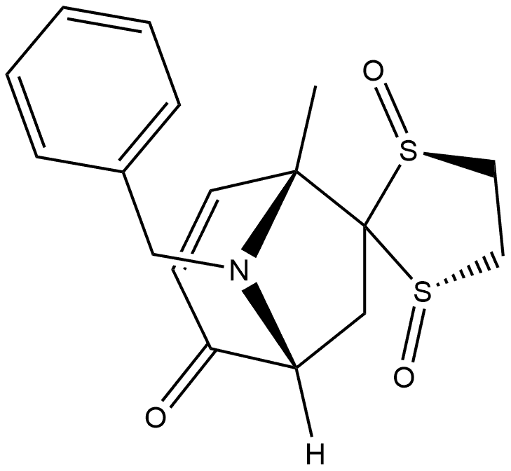 Spiro[8-azabicyclo[3.2.1]oct-3-ene-6,2'-[1,3]dithiolan]-2-one, 5-methyl-8-(phenylmethyl)-, 1',3'-dioxide, (1R,1'S,3'S,5R)-rel- (9CI) Structural