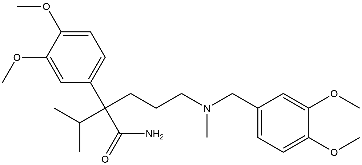 Benzeneacetamide, α-[3-[[(3,4-dimethoxyphenyl)methyl]methylamino]propyl]-3,4-dimethoxy-α-(1-methylethyl)- Structural