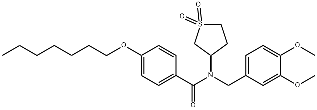 N-[(3,4-dimethoxyphenyl)methyl]-N-(1,1-dioxothiolan-3-yl)-4-heptoxybenzamide Structural