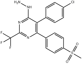 Pyrimidine, 5-(4-chlorophenyl)-4-hydrazinyl-6-[4-(methylsulfonyl)phenyl]-2-(trifluoromethyl)- Structural