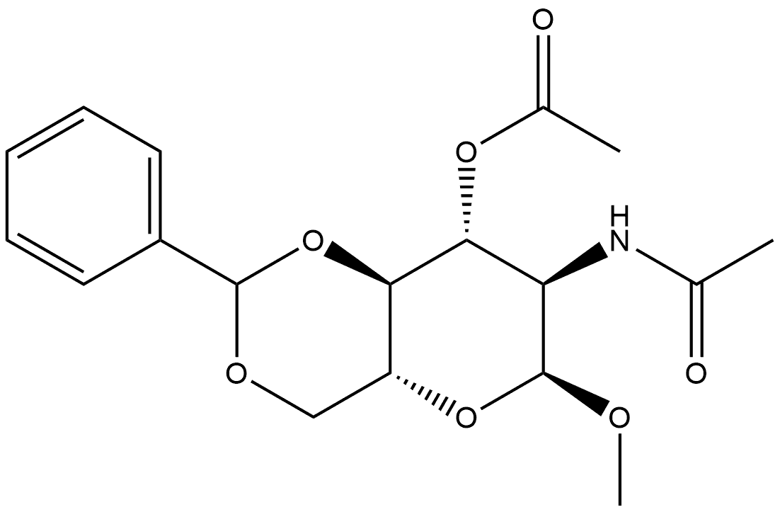 Methyl 2-acetamido-3-O-acetyl-4,6-O-benzylidene-2-deoxy-α-D-glucopyranoside Structural