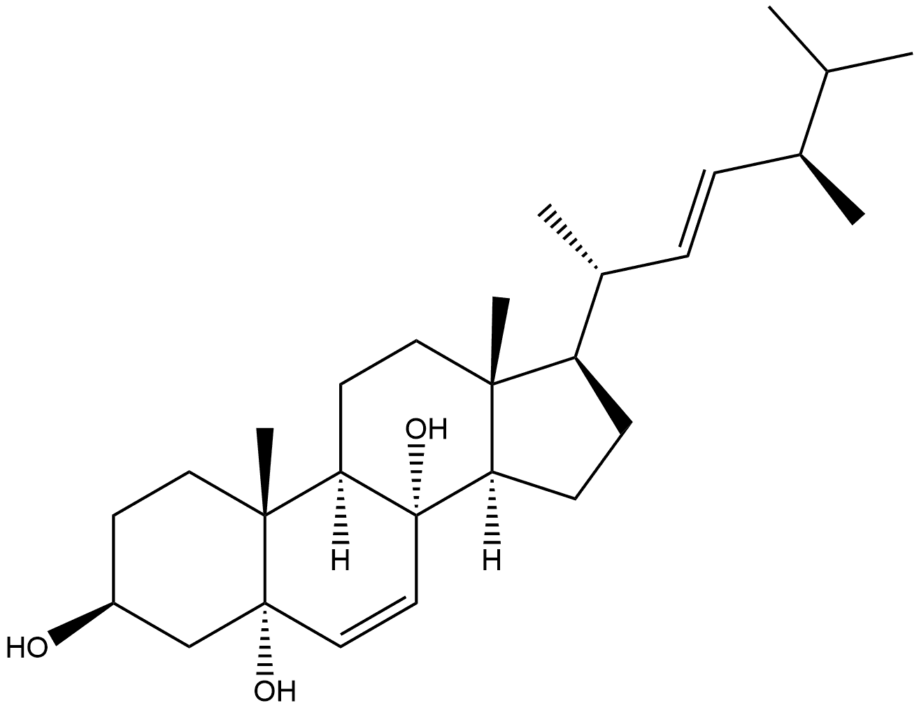 Ergosta-6,22-diene-3,5,8-triol, (3β,5α,8α,22E)- Structural