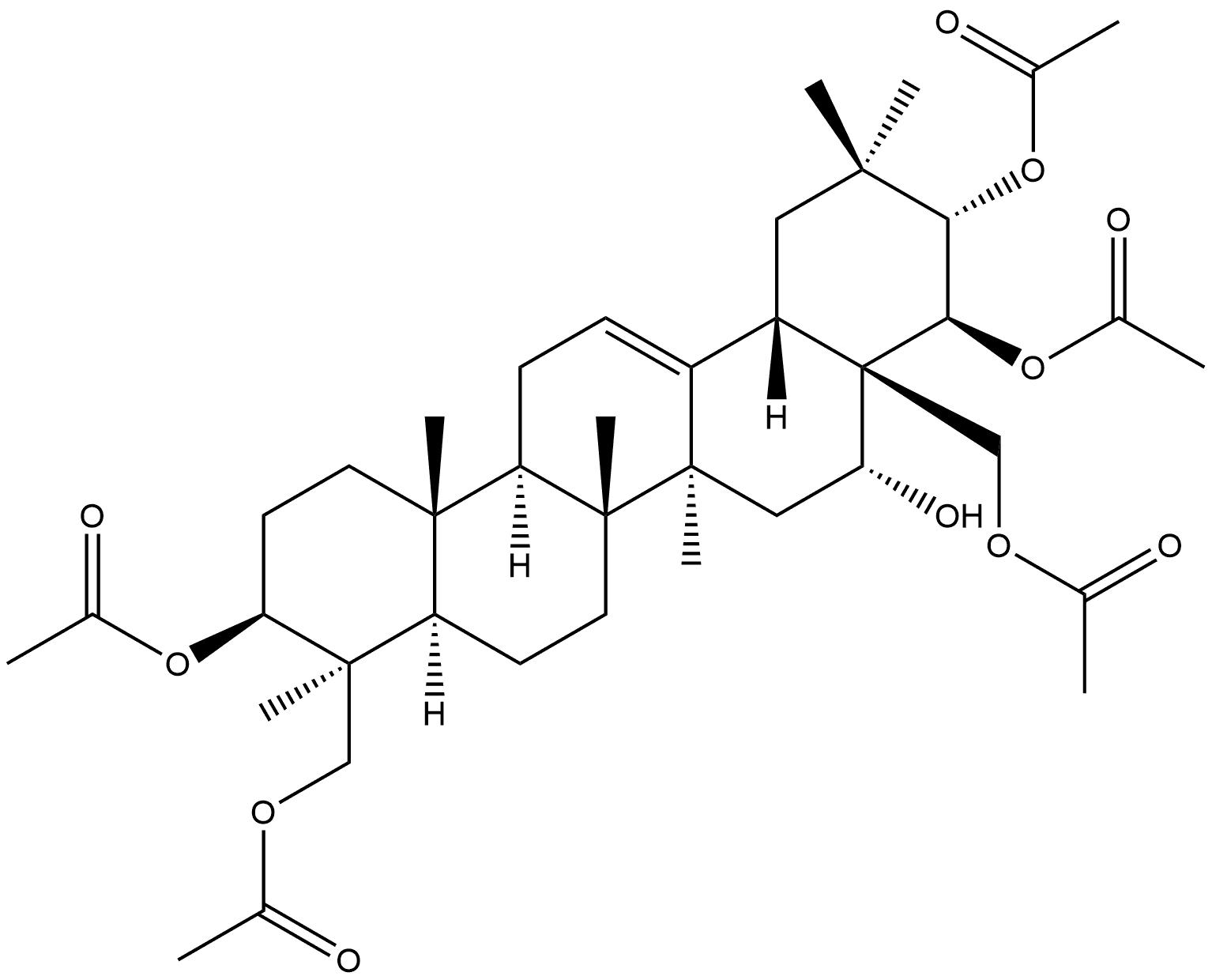 Olean-12-ene-3β,16α,21α,22β,24,28-hexol, 3,21,22,24,28-pentaacetate (8CI) Structural