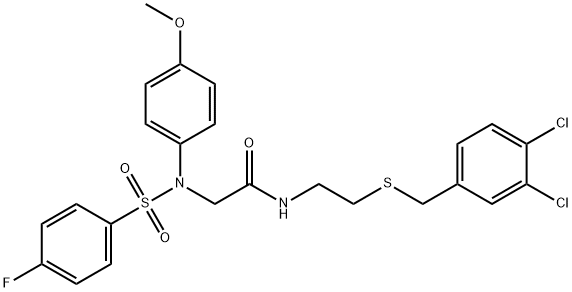 N-{2-[(3,4-dichlorobenzyl)sulfanyl]ethyl}-N~2~-[(4-fluorophenyl)sulfonyl]-N~2~-(4-methoxyphenyl)glycinamide Structural