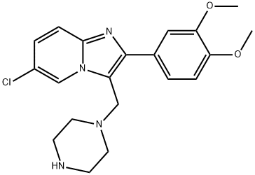 Imidazo[1,2-a]pyridine, 6-chloro-2-(3,4-dimethoxyphenyl)-3-(1-piperazinylmethyl)- Structural