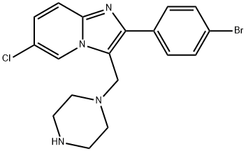 Imidazo[1,2-a]pyridine, 2-(4-bromophenyl)-6-chloro-3-(1-piperazinylmethyl)- Structural