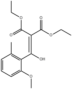 Propanedioic acid, 2-[hydroxy(2-methoxy-6-methylphenyl)methylene]-, 1,3-diethyl ester Structural