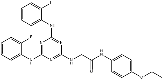N~2~-{4,6-bis[(2-fluorophenyl)amino]-1,3,5-triazin-2-yl}-N-(4-ethoxyphenyl)glycinamide Structural