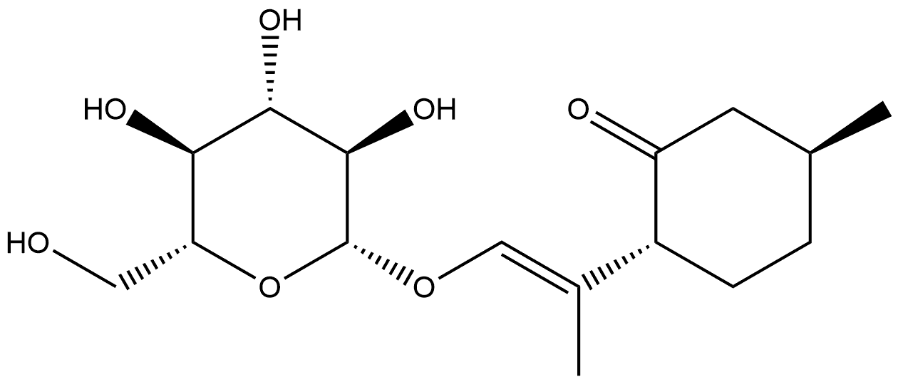Cyclohexanone, 2-[(1E)-2-(β-D-glucopyranosyloxy)-1-methylethenyl]-5-methyl-, (2R,5S)- Structural