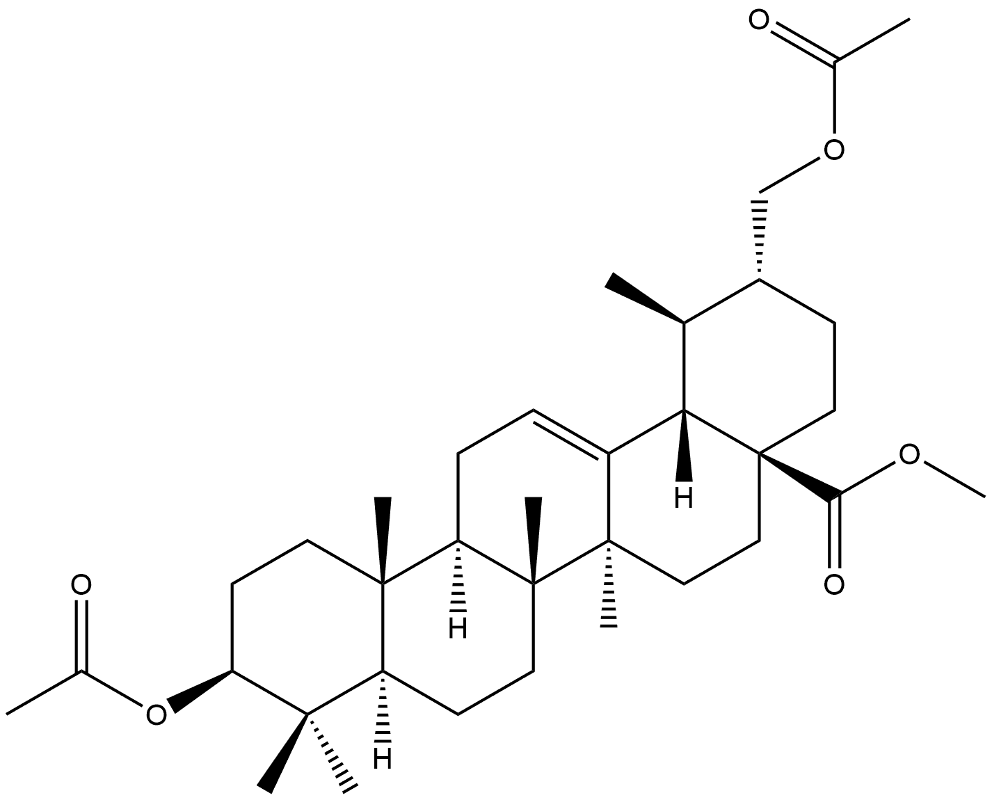 Urs-12-en-28-oic acid, 3,30-bis(acetyloxy)-, methyl ester, (3β)- (9CI) Structural