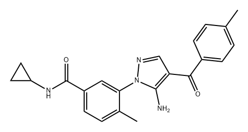 Benzamide, 3-[5-amino-4-(4-methylbenzoyl)-1H-pyrazol-1-yl]-N-cyclopropyl-4-methyl- Structural