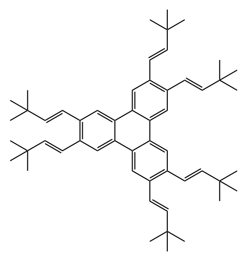 Triphenylene, 2,3,6,7,10,11-hexakis[(1E)-3,3-dimethyl-1-buten-1-yl]- Structural