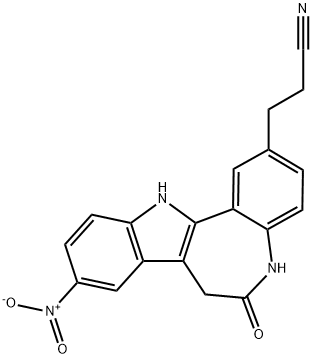 Indolo[3,2-d][1]benzazepine-2-propanenitrile, 5,6,7,12-tetrahydro-9-nitro-6-oxo- Structural