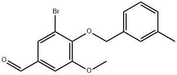 Benzaldehyde, 3-bromo-5-methoxy-4-[(3-methylphenyl)methoxy]- Structural