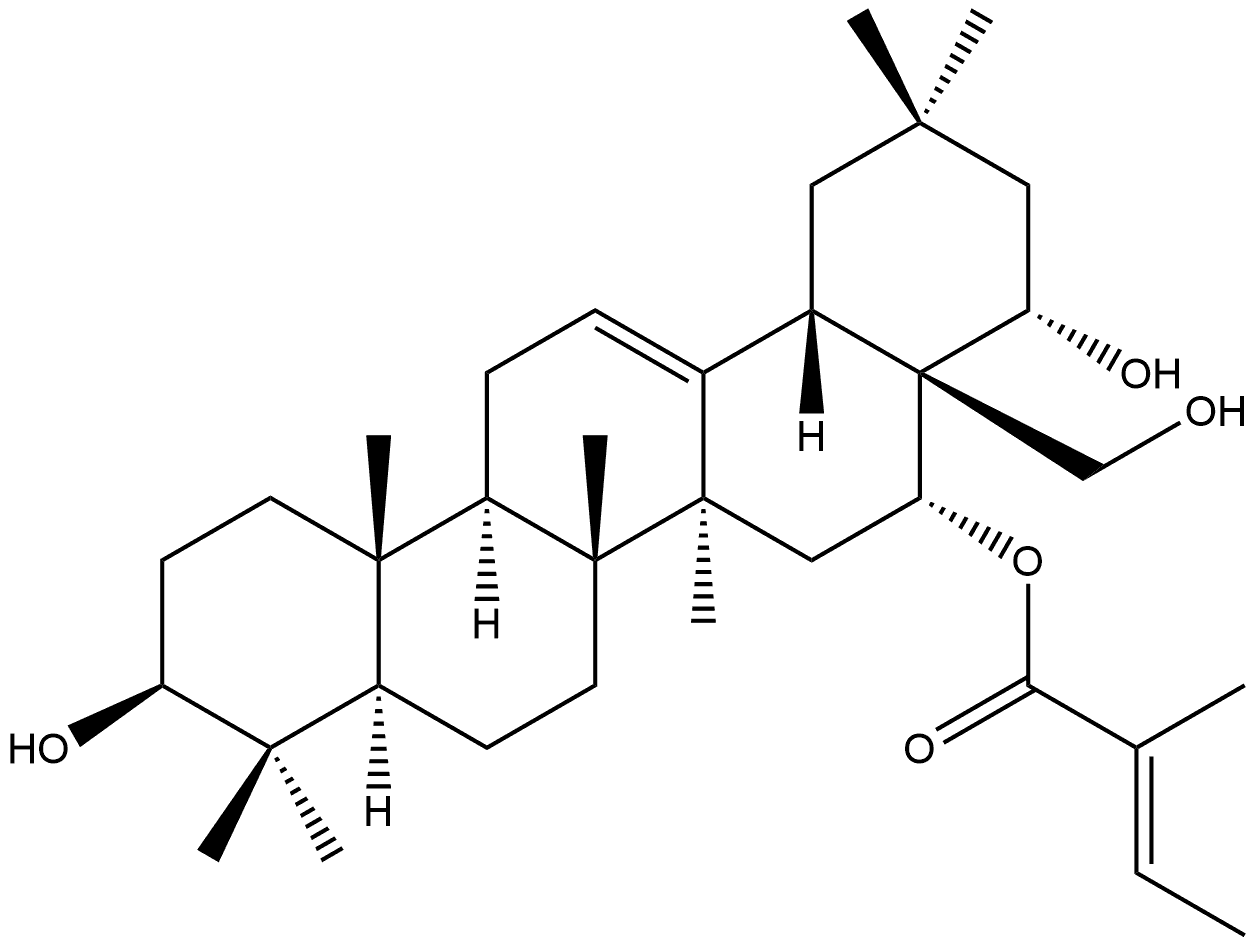 Olean-12-ene-3,16,22,28-tetrol, 16-(2-methyl-2-butenoate), [3β,16α(E),22α]- Structural