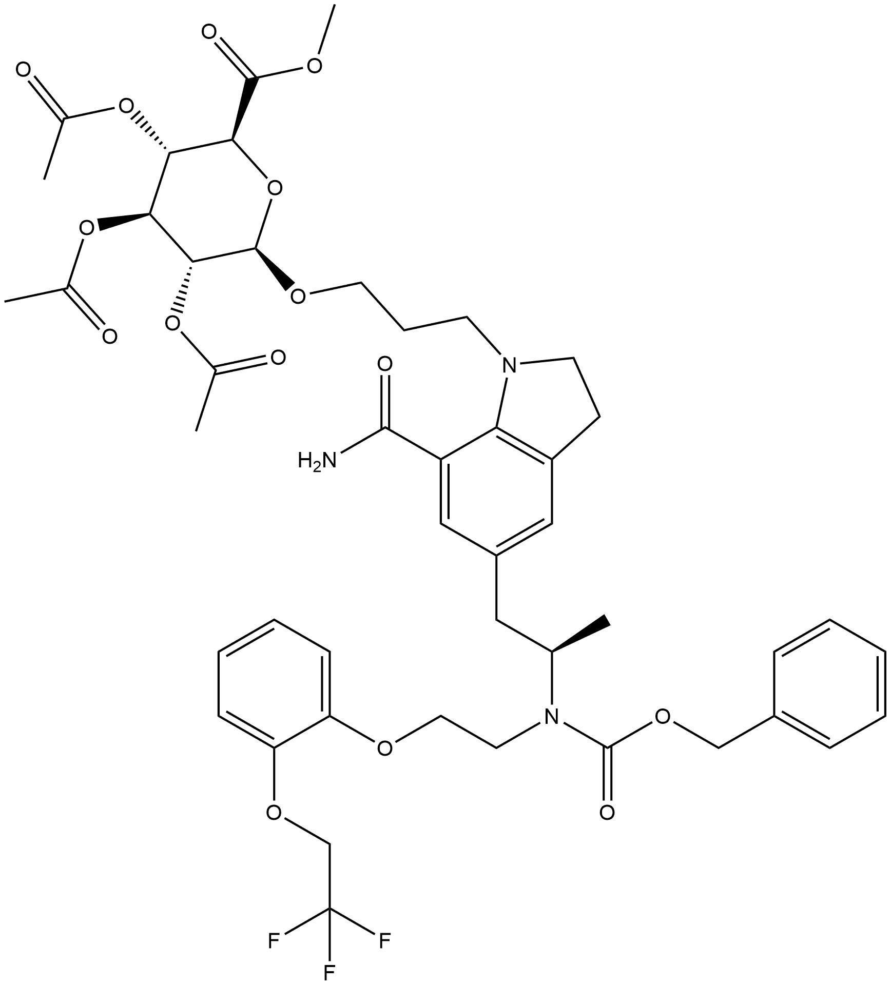 Silodosin β-D-Glucuronide N-Carboxybenzyl O-Methyl Tri-acetate Structural