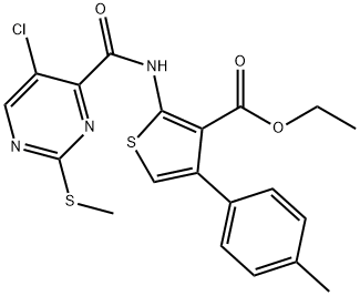 ethyl 2-(5-chloro-2-(methylthio)pyrimidine-4-carboxamido)-4-(p-tolyl)thiophene-3-carboxylate Structural