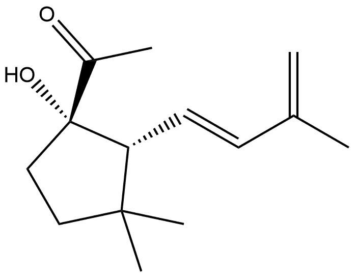 Ethanone, 1-[1-hydroxy-3,3-dimethyl-2-(3-methyl-1,3-butadienyl)cyclopentyl]-, [1α,2α(E)]- (9CI) Structural