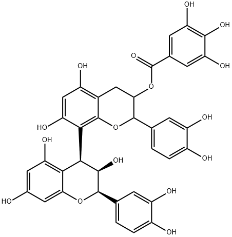 Benzoic acid, 3,4,5-trihydroxy-, (2R,2'R,3S,3'R,4S)-2,2'-bis(3,4-dihydroxyphenyl)-3,3',4,4'-tetrahydro-3,5,5',7,7'-pentahydroxy[4,8'-bi-2H-1-benzopyran]-3'-yl ester