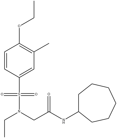 N-cycloheptyl-N~2~-[(4-ethoxy-3-methylphenyl)sulfonyl]-N~2~-ethylglycinamide Structural