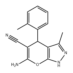 Pyrano[2,3-c]pyrazole-5-carbonitrile, 6-amino-1,4-dihydro-3-methyl-4-(2-methylphenyl)- Structural