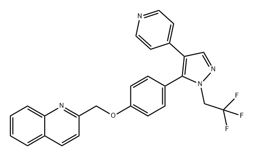 Quinoline, 2-[[4-[4-(4-pyridinyl)-1-(2,2,2-trifluoroethyl)-1H-pyrazol-5-yl]phenoxy]methyl]- Structural