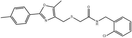 Acetamide, N-[(2-chlorophenyl)methyl]-2-[[[5-methyl-2-(4-methylphenyl)-4-oxazolyl]methyl]thio]- Structural