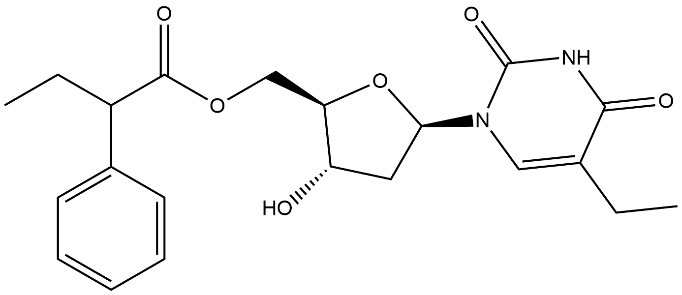 Uridine, 2'-deoxy-5-ethyl-, 5'-(α-ethylbenzeneacetate) (9CI) Structural
