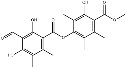 Benzoic acid, 3-formyl-2,4-dihydroxy-5,6-dimethyl-, 3-hydroxy-4-(methoxycarbonyl)-2,5,6-trimethylphenyl ester Structural