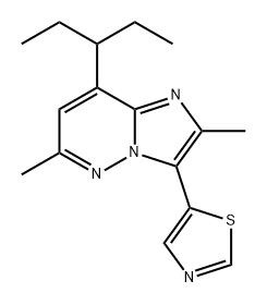 Imidazo[1,2-b]pyridazine, 8-(1-ethylpropyl)-2,6-dimethyl-3-(5-thiazolyl)- Structural